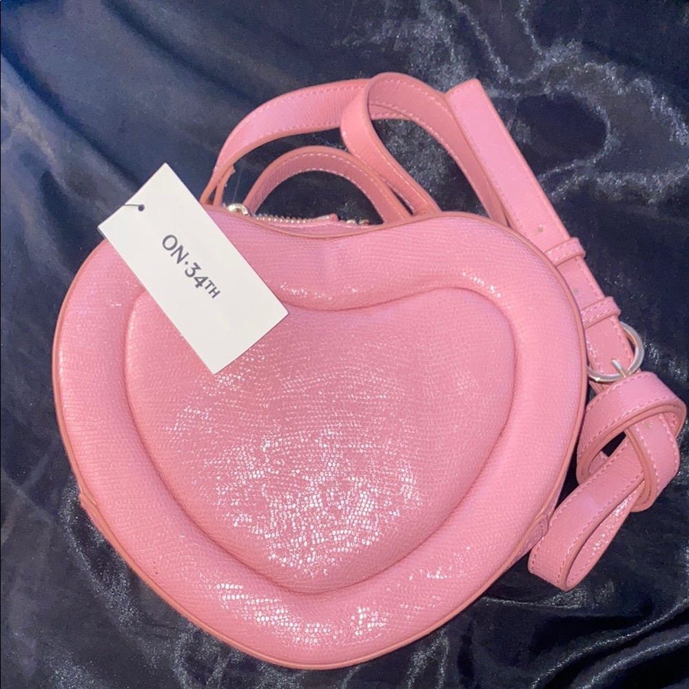 Pink Heart Crossbody Bag with Glossy Finish